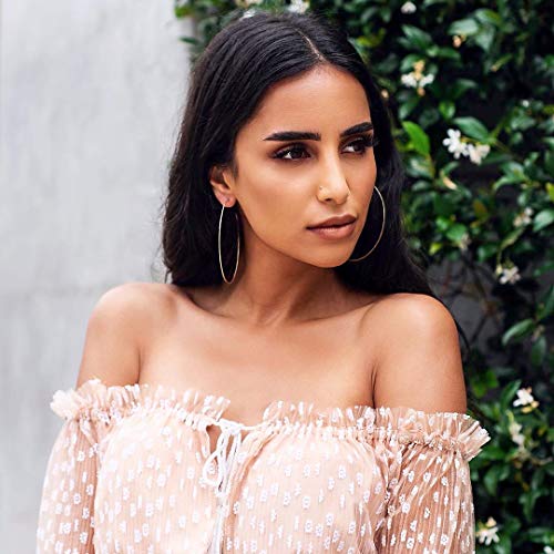 3 Pairs Thin Extra Large Hoop Earrings Set，Fashion Huge Gold Hoops 18k Gold Plated Lightweight Stainless Steel Hoops Big Geometric Round Gold Hoop Earrings Set Minimalist Jewelry for Women - size: 70MM