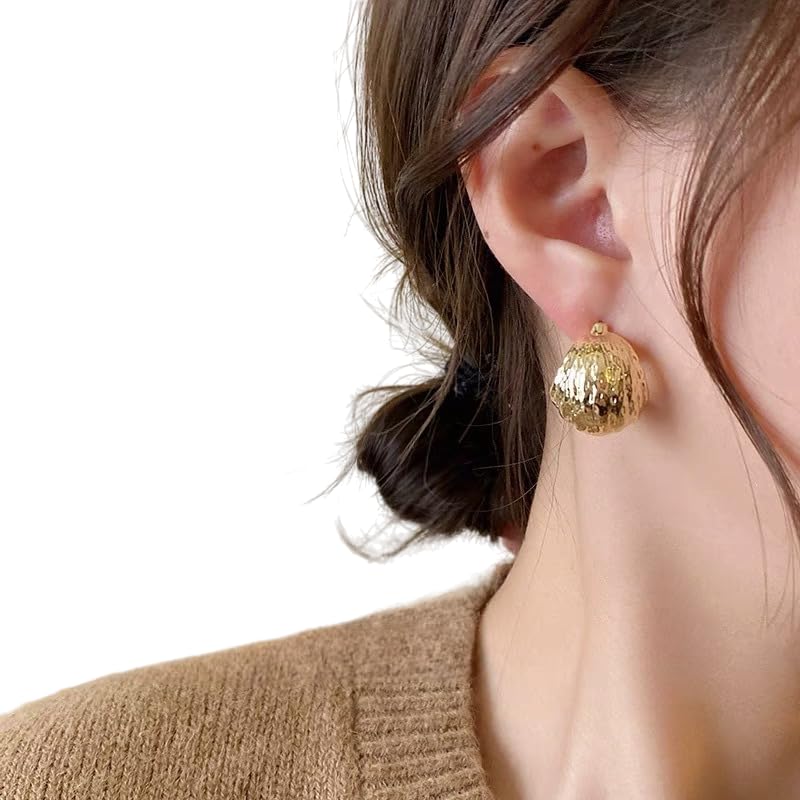Clip On Hoop Earrings for Women Not Pierced Gold Silver Large Chnky Square Twisted Comfortable Coil Hoop Clip On Earrings - color: Textured Gold