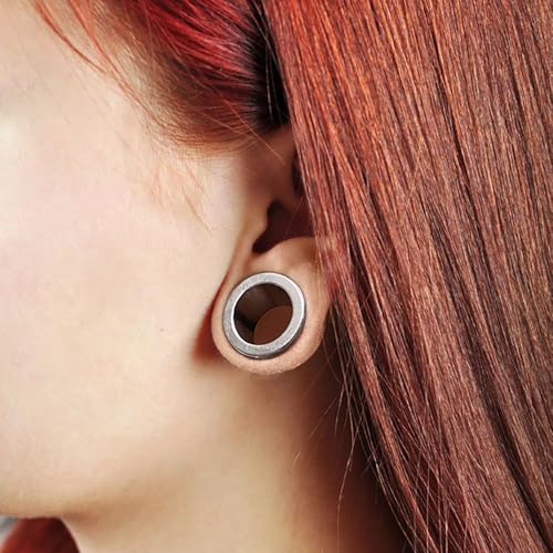 Casvort 22 PCS/16 PCS Hypoallergenic 18G-1'' Comfy Dead Stretching Plugs in 0.5mm Increments Saddle Plugs with Rubber Rings 316 Surgical Stainless Steel Crazy Ear Gauges Body Piercing Jewelry - color: Silver Tunnel 14.5-18mm 16PCS
