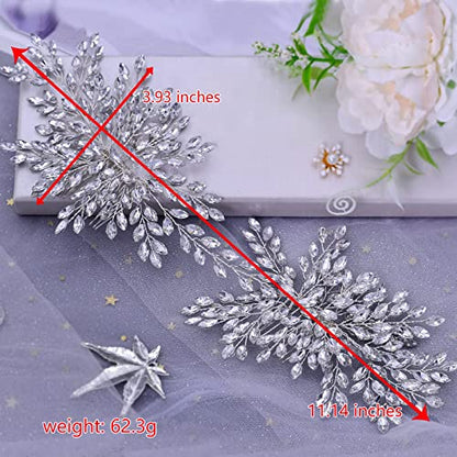 Bridal Wedding Hair comb Wedding Headpiece for Bride Rhinestone Wedding Headband Crystal Hair Accessories for Women and Girls (Silver), one size