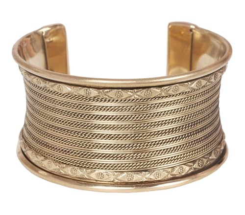 Touchstone Indian Bollywood Desire Brass Base Exotic Workmanship Free Size Cuff Bracelet in Antique Gold Or White Or Copper Tone for Women. - style: D061 Antique Gold 6