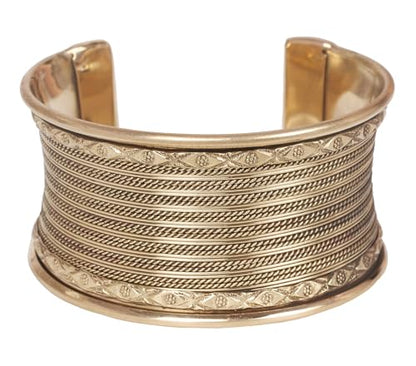 Touchstone Indian Bollywood Desire Brass Base Exotic Workmanship Free Size Cuff Bracelet in Antique Gold Or White Or Copper Tone for Women. - style: D061 Antique Gold 6