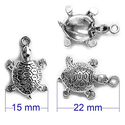 Heather's cf Silver Sea Charms – Antique Pendants, Non-Tarnish, Lead-Free & Nickel-Free, Bulk Ocean Animal Charms for DIY Jewelry, Bracelets, Necklaces, Earrings, Beach Craft Supplies (Sea Animals) - color: Turtle-50pcs