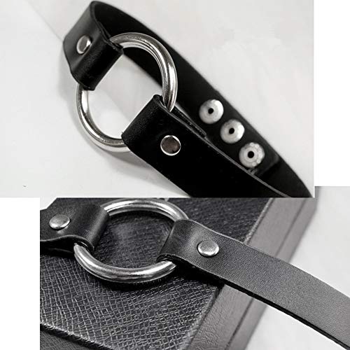 ETHOON Adjustable Leather Choker Collar Soft PU Circle Punk Choker Necklace for Women - color: Black-XL
