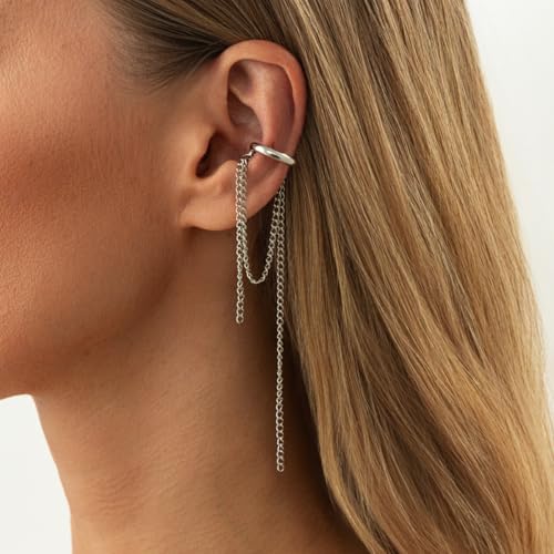 Heart Pearl Hoop Earrings Sliver Long Tassel Chain Huggie Hoop Earrings Pearl Beaded Drop Earring for Women Wedding Jewelry - color: simple