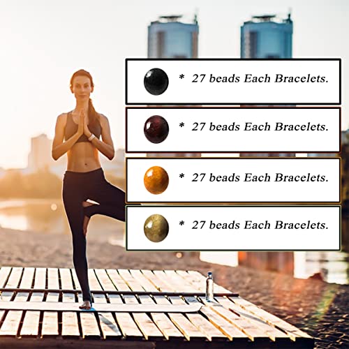 Eigso 6-8mm Wood Beads Bracelet Prayer Beads for Meditation Buddha Tibetan Bracelet for Men and Women - color: A1: 4PCS 8MM