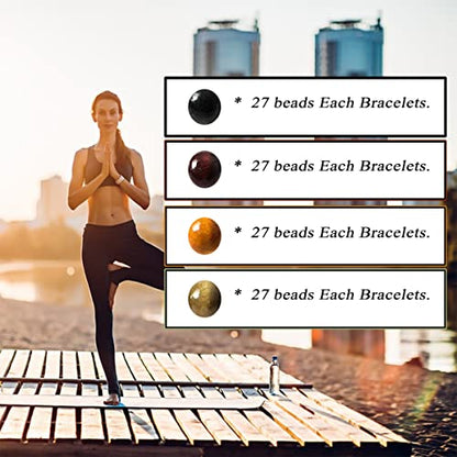 Eigso 6-8mm Wood Beads Bracelet Prayer Beads for Meditation Buddha Tibetan Bracelet for Men and Women - color: A1: 4PCS 8MM