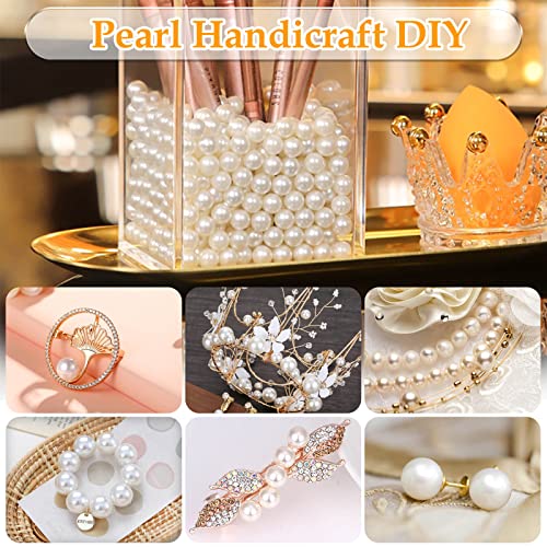 Pearl Beads for Craft, Anezus 200pcs Ivory Faux Fake Pearls, 12 MM Sew on Pearl Beads with Holes for Jewelry Making, Bracelets, Necklaces, Hairs, Crafts, Decoration and Vase Filler - size: 12 MM