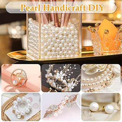 Pearl Beads for Craft, Anezus 200pcs Ivory Faux Fake Pearls, 12 MM Sew on Pearl Beads with Holes for Jewelry Making, Bracelets, Necklaces, Hairs, Crafts, Decoration and Vase Filler - size: 12 MM