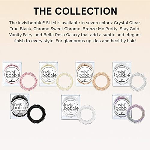 invisibobble SLIM Traceless Spiral Hair Ties - Pack of 3, Stay Gold - Strong Elastic Grip Coil Hair Accessories for Women - No Kink, Non Soaking - Gentle for Girls Teens and Thick Hair - color: Gold