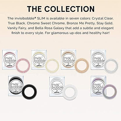 invisibobble SLIM Traceless Spiral Hair Ties - Pack of 3, Stay Gold - Strong Elastic Grip Coil Hair Accessories for Women - No Kink, Non Soaking - Gentle for Girls Teens and Thick Hair - color: Gold