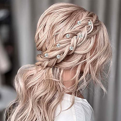 QIUTIMIY 20 Pack (Transparent) Rhinestone Hair Pins Crystal Hair Clips for Bridal Wedding Women Hair Jewelry Accessories, with Clear Container - color: Rhinestone-Transparent