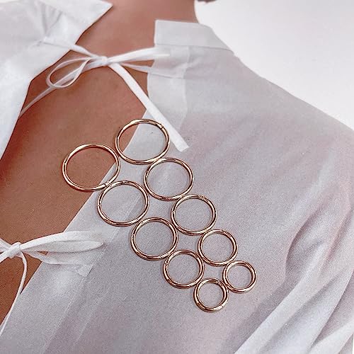 5Pairs Surgical Stainless Steel 16G Sleeper Cartilage Daith Tiny Small Hoop Earrings Mini Septum Hinged Clicker Nose Ring Helix Tragus Piercings Unisex Fashion Huggie Hoops Set 6-14MM - color: Rose gold