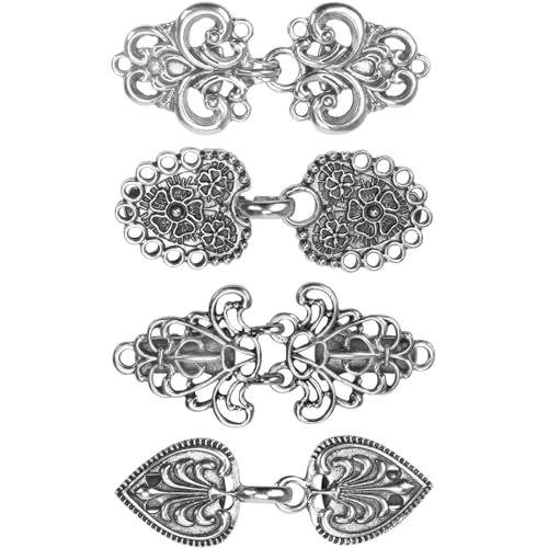 4 Pieces Vintage Sweater Clips, Sweater Clips for Cardigans to Hold Sweater Together, Shawl Collar Clasp Dress Shirt Brooch Clip&Dress Clips Back Cinch - color: Silver