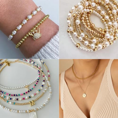 8000PCS Gold Beads for Jewelry Making 4mm Small Seed Beads Bulk | Round Spacer Beads with Holes for Bracelet Necklace Earrings Crafting - color: gold(4mm)