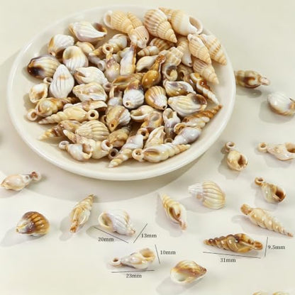 Acrylic Shell Beads 100 Pcs with Big Hole – Faux Seashell Spacer Beads, Natural Look Ocean Starfish Snail Conch Scallop Turtle Charms for Summer DIY Necklace Bracelet Earring Jewelry Making
