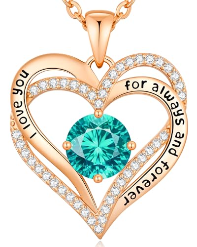CDE Engraved Forever Love Heart Birthstone Necklace Jewelry Gifts for Women | Hypoallergenic,Nickel-Free & Lead-Free,3 x 3 mm 5A CZ Heart Pendant,Anniversary Christmas Birthday Gift for Girlfriend Wife - color: 12-Dec, style: Rose Gold Plated