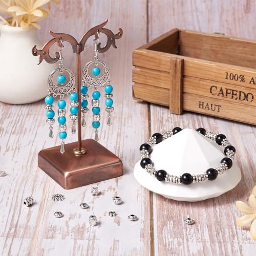 Craftdady 600Pcs Antique Silver Spacer Beads 12 Styles Tibetan Metal Barrel Tube Bicone Flat Round Snowflake Pumpkin Bead Spacers for Jewelry Making Hole: 2-3mm - color: 12 Styles, 600Pcs, Antique Silver