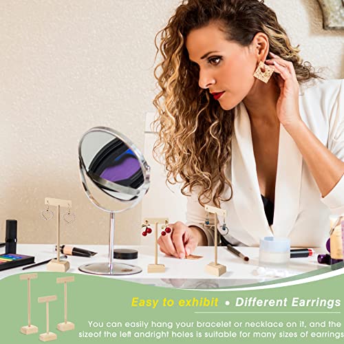 Marsui Earring Display Stands for Selling Set Wooden T Bar Jewelry Display Stand Holder for Necklaces Bracelet Showroom Trade - color: Wood