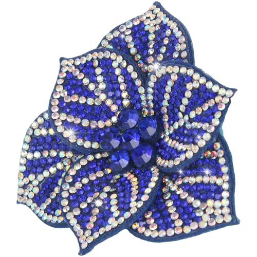 2.56" Created Crystal Rhinestone Camelia Flower Hair Clip Brooches for Women, Vintage Design Flower Brooches & Lapel Pins for Clothes, Elegant Floral Brooch for Wedding & Christmas Parties - color: Blue