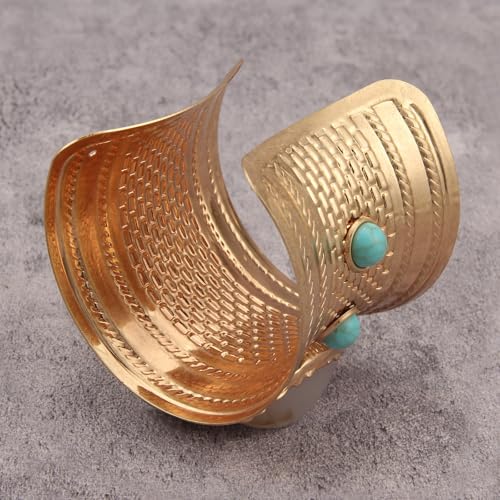 Gold Cuff Bracelet for Women Chunky Bracelet Statement Bracelet | Chunky Bangle Bracelets for Women Silver Beaded Open Bangle Stackable Stretch Bead Bracelet Boho Jewelry Gift for Wife Couple - style: Cuff Bracelets Trendy