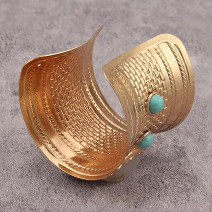 Gold Cuff Bracelet for Women Chunky Bracelet Statement Bracelet | Chunky Bangle Bracelets for Women Silver Beaded Open Bangle Stackable Stretch Bead Bracelet Boho Jewelry Gift for Wife Couple - style: Cuff Bracelets Trendy