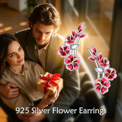 Ear Climbers Earrings for Women Sterling Silver Vintage Ear Crawler Earrings Jewelry Gifts for Women - style: Hibiscus