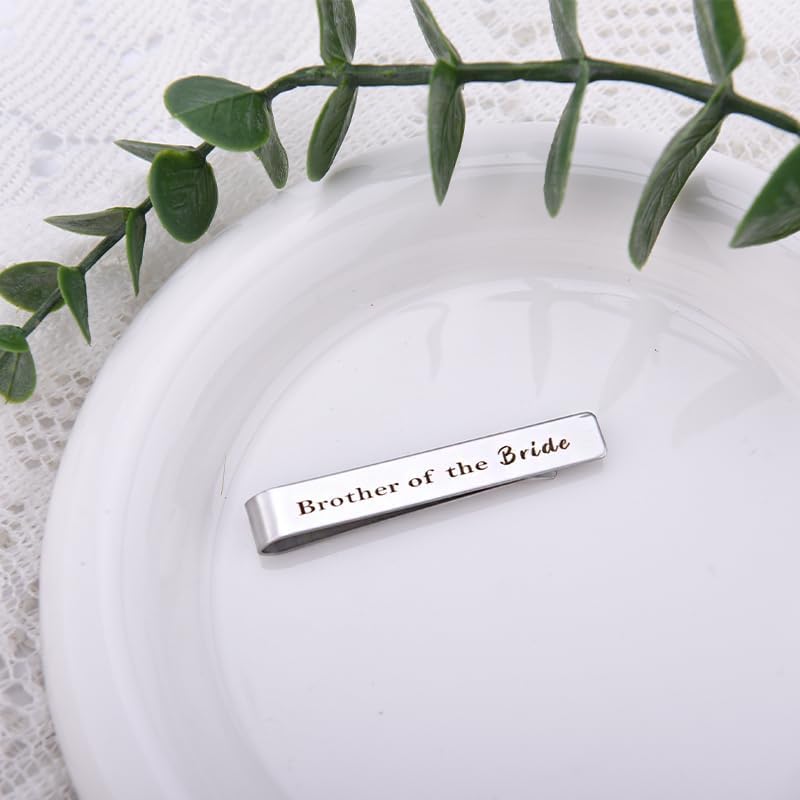 Brother of The Bride Gifts from Brides Sisters Wedding Tie Clip Gifts for Brothers Wedding Bridal Party Gift for Brother Sibling Double Sided Engraved Tie Bar For Bro Cousin