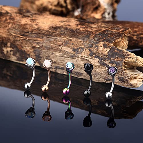 OUFER Rook Earrings Dragon Claw Eyebrow Rings 316L Surgical Steel 16G Curved Barbell Rook Daith Piercing Jewelry - color: Amethyst