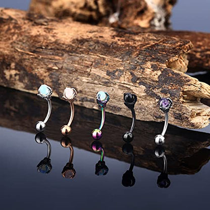 OUFER Rook Earrings Dragon Claw Eyebrow Rings 316L Surgical Steel 16G Curved Barbell Rook Daith Piercing Jewelry - color: Amethyst