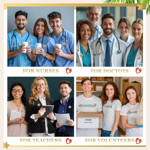 Sayglossy 30 Sets Volunteer Recognition Lapel Pins with Inspirational Card Hands That Serve Pins Employee Appreciation Gifts Bulk for Back to School Volunteer Employees Coworkers Cna Week Gifts - style: Hand-Heart