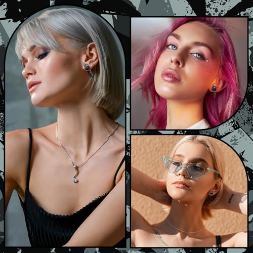 JieyueJewelry 50/54 Pcs Ear Stretching Kit 14G-00G | Acrylic Tapers & Plugs with Silicone Tunnels, Ear Gauges Expander Set Body Piercing Jewelry for Women and Men - color: Black & White Splatter