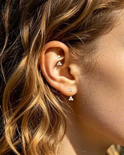 Minimalist Rook Piercing Jewelry, 16G Eyebrow Rook Earrings for Women, Stainless Steel Vertical Helix Lobe Earrings 6/8MM - color: YG-8MM
