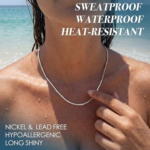 WomenGifts 14K Gold Silver Plated Herringbone Necklace for Women, Dainty Snake Chain Choker, Trendy Simple Long Layered Jewelry Non Tarnish, 3/4/5/8mm,14,16,18,20,22,24,26 Inch Thin & Chunky Options - color: Silver, style: 1.5mm-16inch
