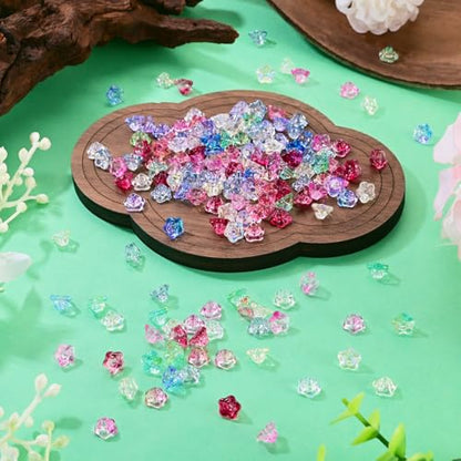 160Pcs Crystal Glass Flower Beads Bulk Bead Caps for Jewelry Making Cute Floral Trumpet Glass Beads for Jewelry Making Bracelet Earring Charms Handmade Earring Crafts Supplies - color: Glass-Trumpet