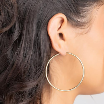Barzel 18K Gold Plated Endless Hoop Earrings, 3mm Thick, High Polish Finish, Tarnish Free - size: 50 millimeters