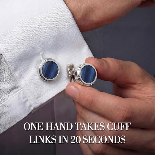 Cufflinks for Men, Stainless Steel Tuxedo Cuff Links Classic | Stainless Steel, 0.5 inch Lead-Free and Nickel-Free, groom Wedding Business Party, Gift for boyfriend Husband father - color: Blue
