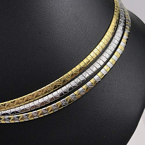 JAJAFOOK 4/6/8 MM Width Snake Bone Chain Stainless Steel Slash Wavy Flat Omega Collar Necklace - color: 6mm Gold(1pcs)