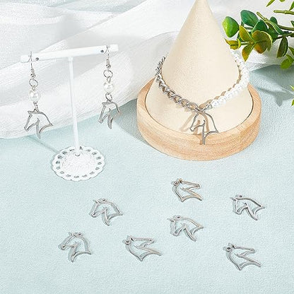 UNICRAFTALE Butterfly Flower Charms Stainless Steel Charms Back Bezel Pendants Metal Charms Animal Charms for DIY UV Resin Pressed Flower Crafts Necklace Bracelet Jewelry Making - style: Animal Horse