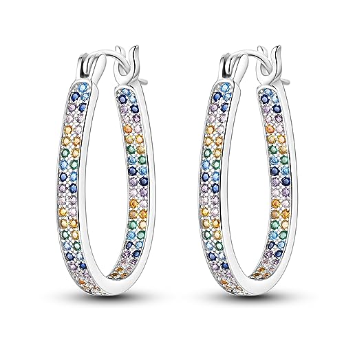 NARMO 925 Sterling Silver Earrings for Women Hypoallergenic Hoop Earrings - color: Water Drop Shaped