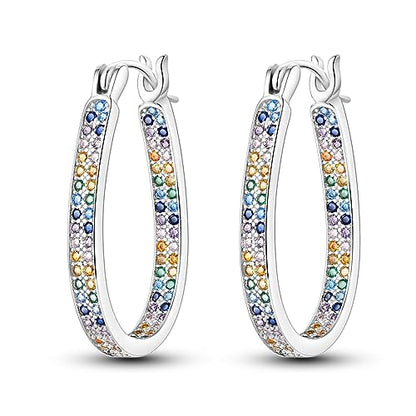 NARMO 925 Sterling Silver Earrings for Women Hypoallergenic Hoop Earrings - color: Water Drop Shaped