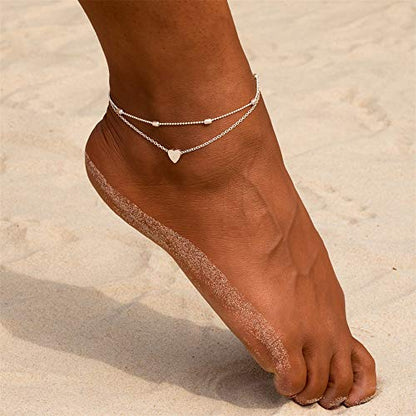 Briana Williams Toe Rings for Women Gold Silver Toe Ring Non Tarnish Ankle Bracelets for Women Waterproof Anklet & Toe Ring Set Trendy Summer Beach Foot Jewelry - color: C1 -4pcs toe rings + anklets, silver
