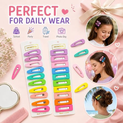 Bphne 20 Pcs Matte Non-Slip Snap Hair Clips for Women, Pastel Teardrop & Rectangle Barrettes, Small Metal Pins for Bangs, Strong Hold for School Party Travel Gift - color: Pastel