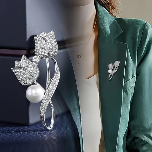 2pcs Rhinestone Brooch Pin for Women Dress Elegant Stylish Crystal Brooches Fashion Accessories Pins Lapel Boutonniere Ideas Wedding Christmas Birthday Jewelry Easter Gift - color: 11 Red Colorful/Silver