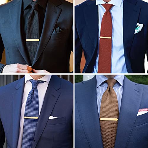 HAWSON Skinny Tie Clip Bar Set, 2 Inch Tie Clip for Men - Wedding, Meeting, Party Gift Set - color: B-4 pcs Brushed Gold