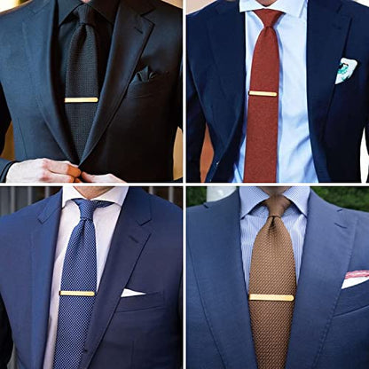 HAWSON Skinny Tie Clip Bar Set, 2 Inch Tie Clip for Men - Wedding, Meeting, Party Gift Set - color: B-4 pcs Brushed Gold
