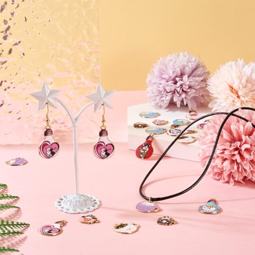 Enamel Cat Charms Alloy Enamel Pendants Cute Animal Pendants Lovely Cute Kitty Charm for Bracelet DIY Necklace Earrings Keychain Dangle Craft Jewelry Making - style: Light Bulb Cat
