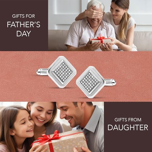 LeCalla 925 Sterling Silver Cufflinks for Men | Cubic Zirconia Square Cuff Links Gifts for Men, Husband | Shirt Cufflinks for Groom - style: PAVE CZ Cufflink