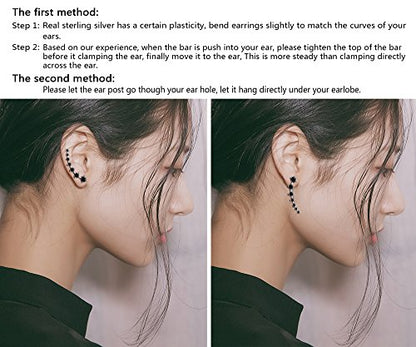 CZ Stud Earrings 925 Sterling Silver 18K Gold Plated Round Cubic Zirconia Hypoallergenic Set - color: Black