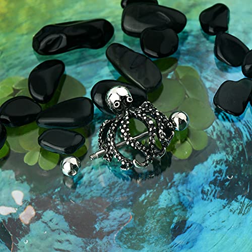 2pcs Cute Octopus Nipple Shield Piercing Jewelry,14g,14mm Length